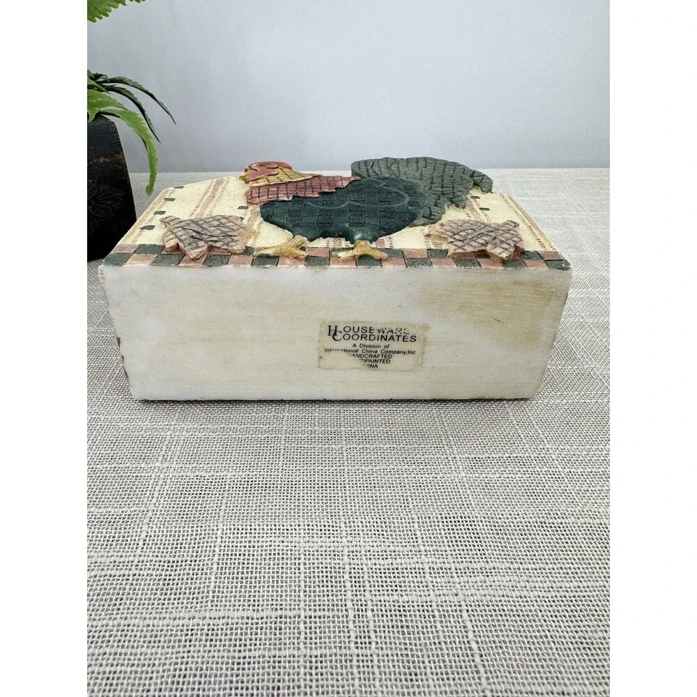 Vintage Rooster Hand Painted Resin Letter Napkin Holder Farmcore Country